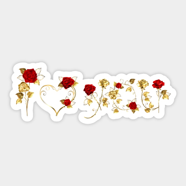 Declaration of Love from Red Roses Sticker by Blackmoon9